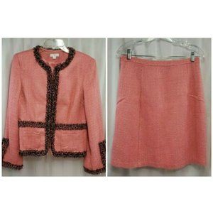 APT. 9 Skirt Suit 2-PC Pink Black Tweed Elegant Skirt Suit Lined Size 10